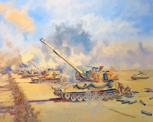 Army Tanks In The Desert War Diamond Painting