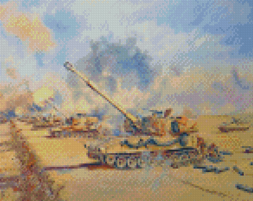 Army Tanks In The Desert War Diamond Painting