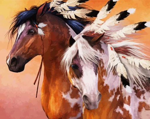 Beautiful Native Horses Diamond Painting