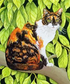 Cat And Leaves Art Diamond Painting