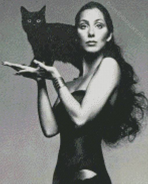 Dark Lady With A Cat Diamond Painting