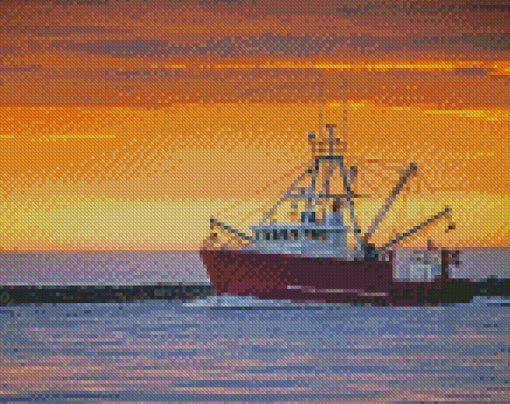 Fishing Trawler Boat Diamond Painting