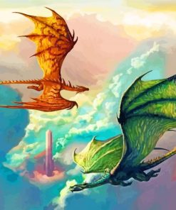 Flying Dragons Animals Diamond Painting