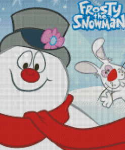 Frosty The Snowman And Rabbit Diamond Painting