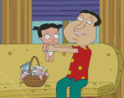 Glenn Quagmire Holding His Daughter Diamond Painting