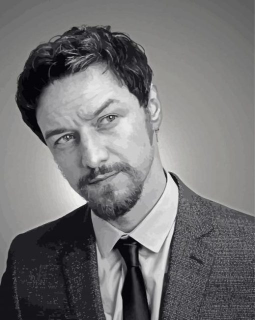 James Mcavoy In Black And White Diamond Painting