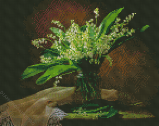 Lily Of Valley Bouquet Vase Diamond Painting