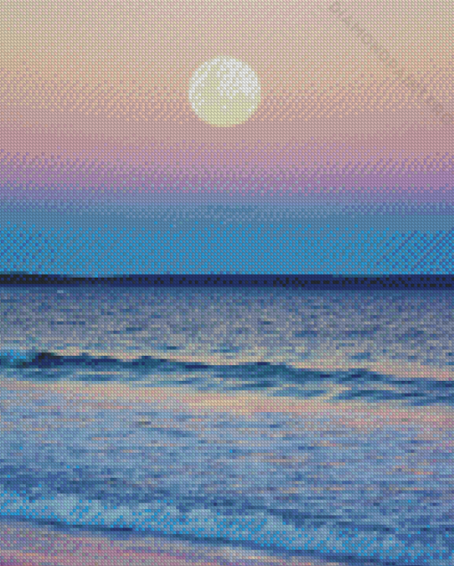 Moon And Ocean landscape Diamond Painting