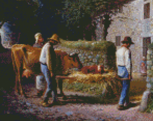 Peasants Bringing Home A Calf Born In The Fields By Millet Diamond Painting
