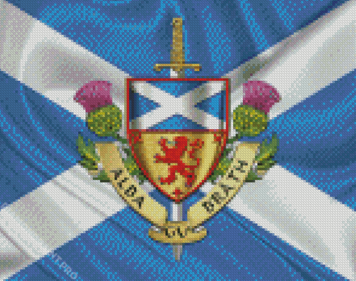 Scotland Crest And Flag Diamond Painting