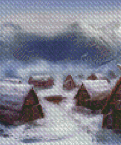 Viking Village In Snow Diamond Painting