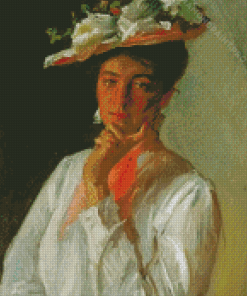Woman In White Chase Art Diamond Painting