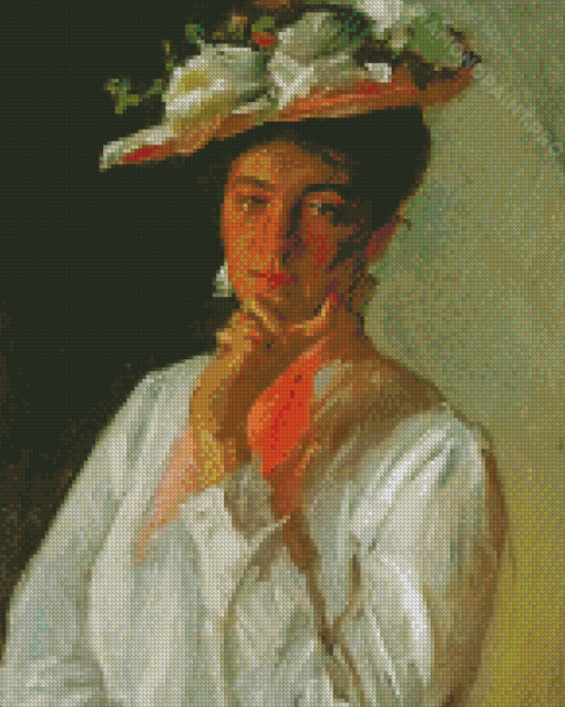 Woman In White Chase Art Diamond Painting