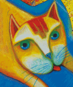 Abstract Cat With Tongue Out Diamond Painting