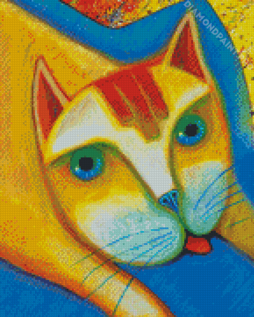 Abstract Cat With Tongue Out Diamond Painting