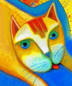 Abstract Cat With Tongue Out Diamond Painting