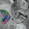 Aesthetic Butterfly On Cat Diamond Painting