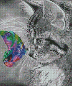 Aesthetic Butterfly On Cat Diamond Painting