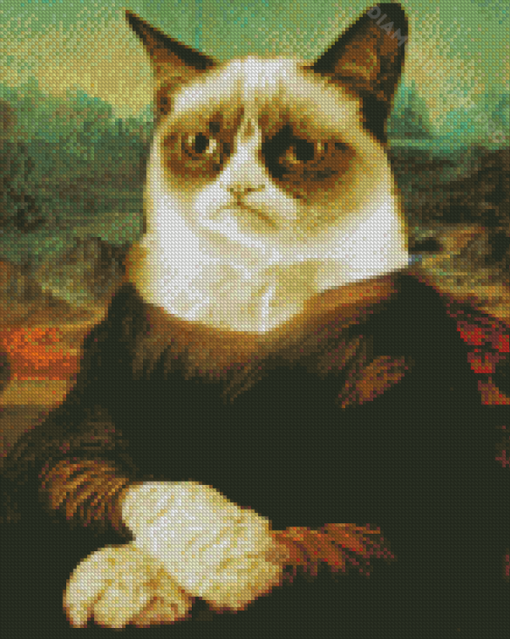 Aesthetic Cat Mona Lisa Diamond Painting