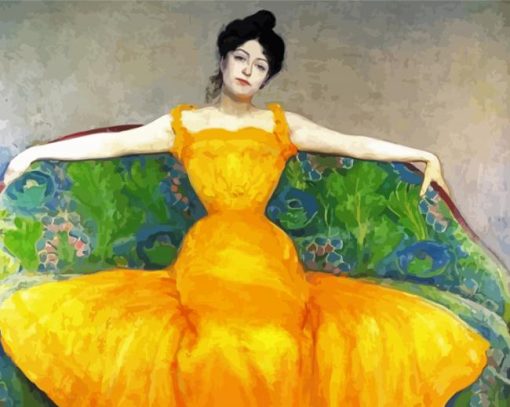 Aaesthetic Girl In Yellow Dress Diamond Painting
