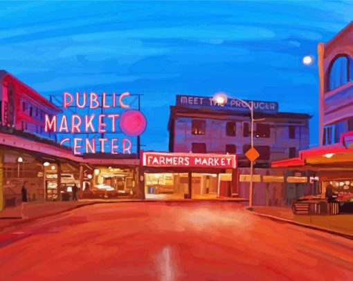 Aesthetic Pike Place Market Art Diamond Painting