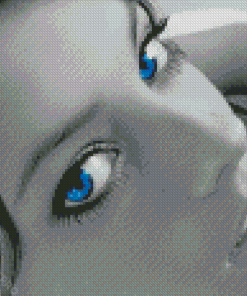 Black And White Blue Eyed Woman Diamond Painting