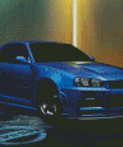 Blue Nissan Skyline Gtr R34 Diamond Painting