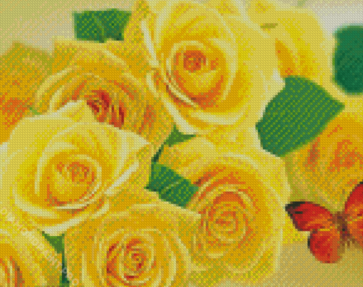 Butterfly Yellow Lilac Rose Diamond Painting