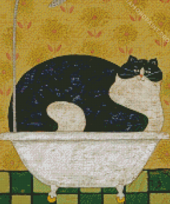 Cat In A Tub Warren Kimble Diamond Painting