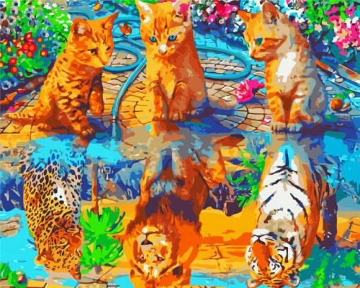 Cats Water Refletion Diamond Painting