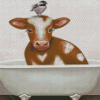 Cute Cow In A Tub Diamond Painting