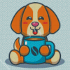 Cute Dog And Coffee Diamond Painting