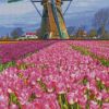 Flowering Farm Wind Turbine Diamond Painting