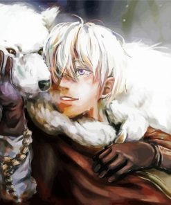Fushi With White Dog Diamond Painting