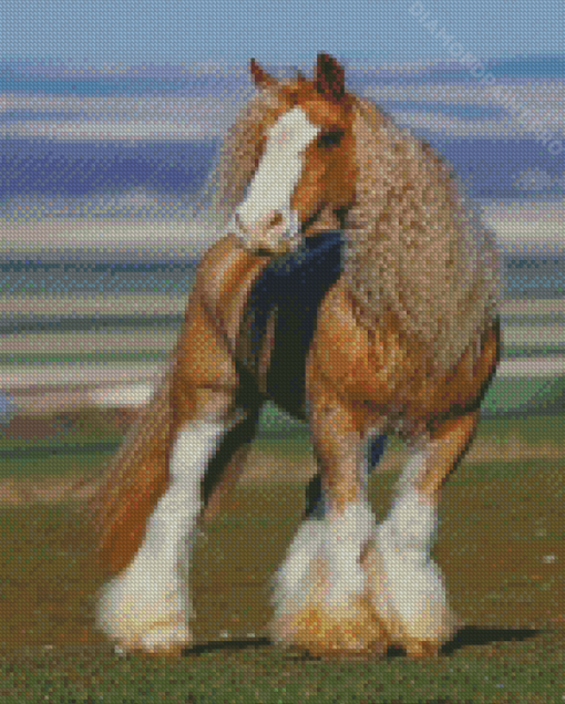 Golden Clydesdale Horse Diamond Painting