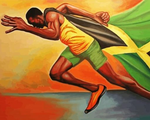 Jamaican Man Running Diamond Painting