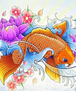 Orange Japanese Fish Diamond Painting