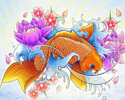 Orange Japanese Fish Diamond Painting