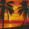 Palms Sunset View On The Sea Diamond Painting