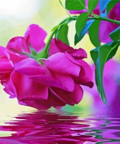 Reflection Pink Flower In Water Diamond Painting
