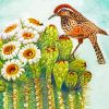 Saguaro Cactus Flower Illustration Diamond Painting