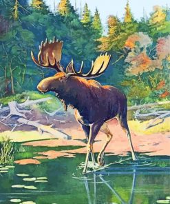 Beautiful Moose Illustration Diamond Painting