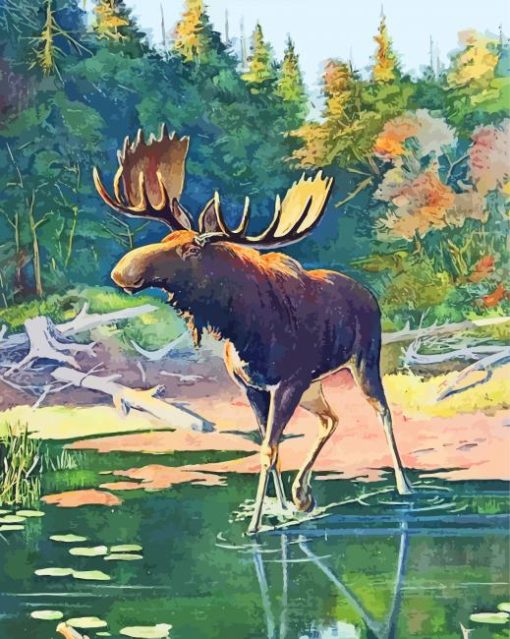 Beautiful Moose Illustration Diamond Painting
