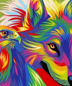 Colorful Eagle And Wolf Diamond Painting