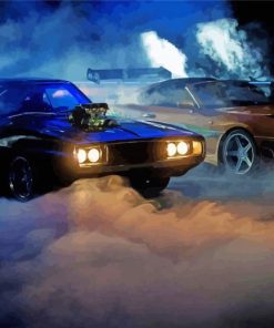 Fast And Furious Cars With Smoke Diamond Painting