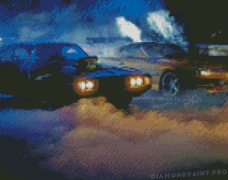 Fast And Furious Cars With Smoke Diamond Painting