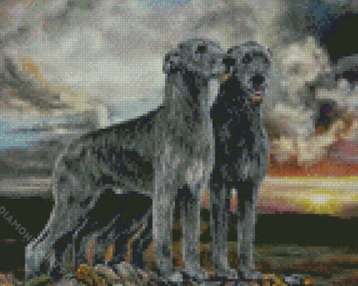 Irish Wolfhound Dogs Art Diamond Painting