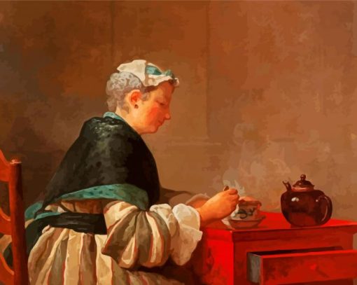 Lady Having Tea Diamond Painting
