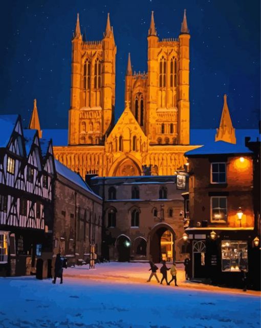 Lincoln Cathedral At Night Diamond Painting