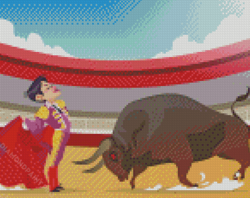Matador And Bull Fight Diamond Painting